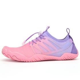 Unisex Hot Fitness Sneaker Cross-Training Crossfit Shoes High Quality Soft Comfortable Breathable Mesh Tennis Yoga Gym Treadmill (Color: Pink purple)