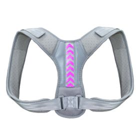 Women Men Univeral Adjustable Back Posture Corrector Shoulder Straightener Brace Neck Pain Relief (Color: Gray & Purple)