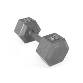 Multi-weight cast iron hexagonal dumbbell, single bar (size: 30lbs)