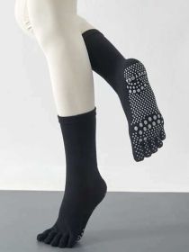 Nonslip Yoga Socks Ideal for Pilates Dance Indoor Sports (Color: BLACK)