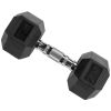 Rubber Encased Hex Dumbbell,25-35lbs,Single